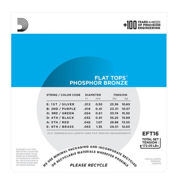 D'addario EFT16 Phosphor Bronze Flat Tops light