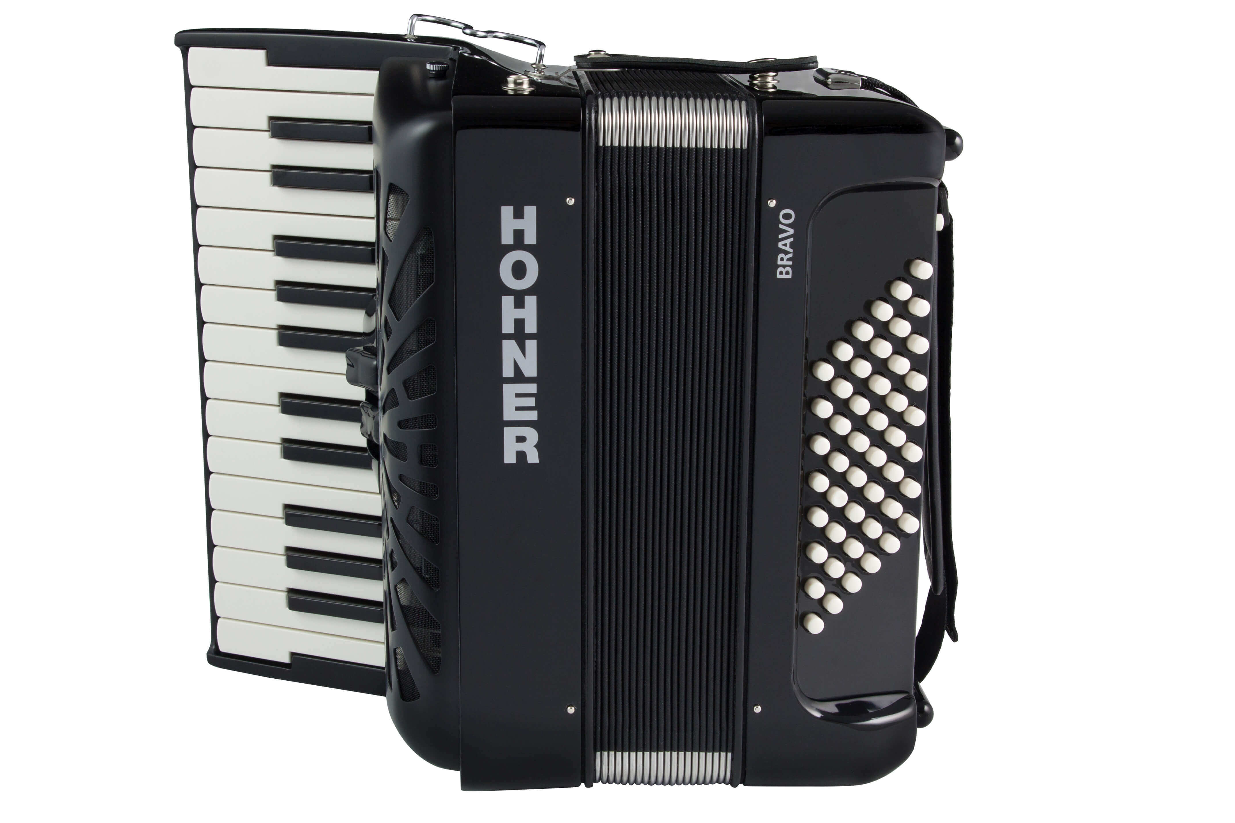 Hohner Bravo II 48 Silent Key Zwart