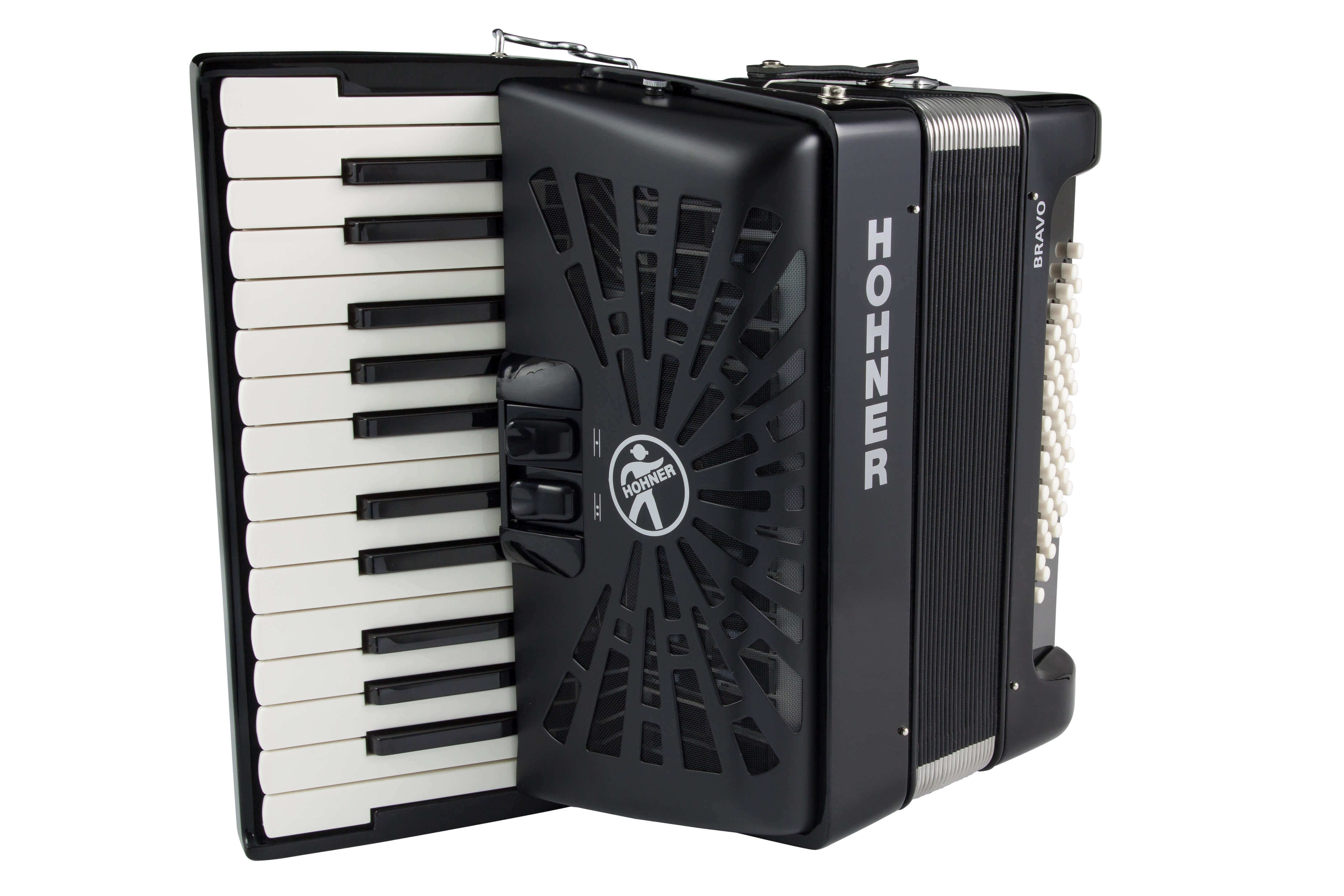 Hohner Bravo II 48 Silent Key Zwart