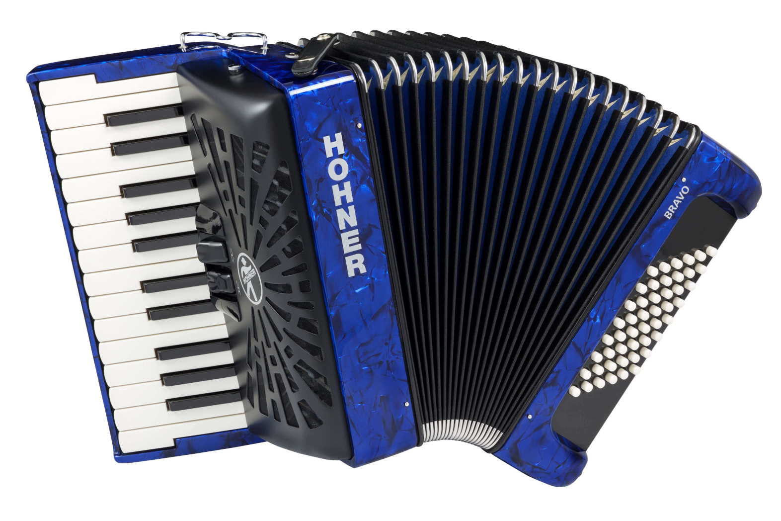 Hohner Bravo II 48 Bas Silent Key Blauw/Zwart