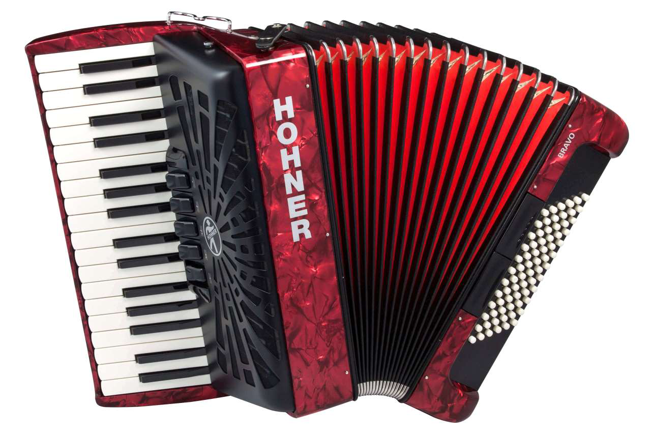 Hohner Bravo III 72 Silent Key Rood