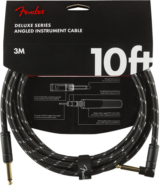 Fender Deluxe Series Instrument Cable 3 meter Straight/Angle BK