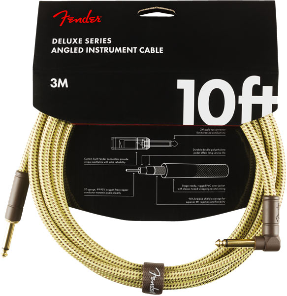 Fender Deluxe Series Instrument Cable Straight/Angle 3 meter Tweed