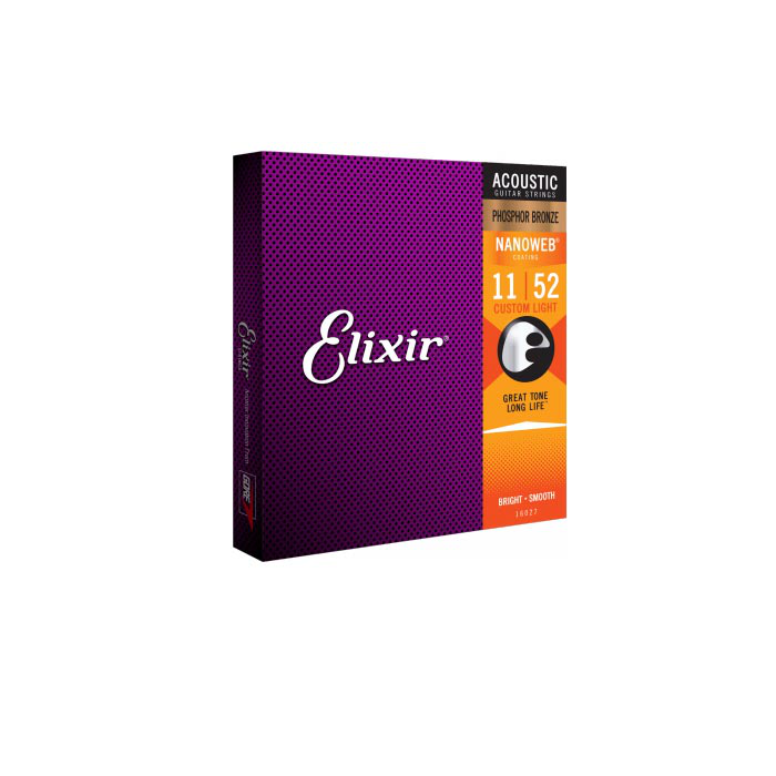 Elixir 16027 Nanoweb Phosphor Bronze Custom Light Snaren