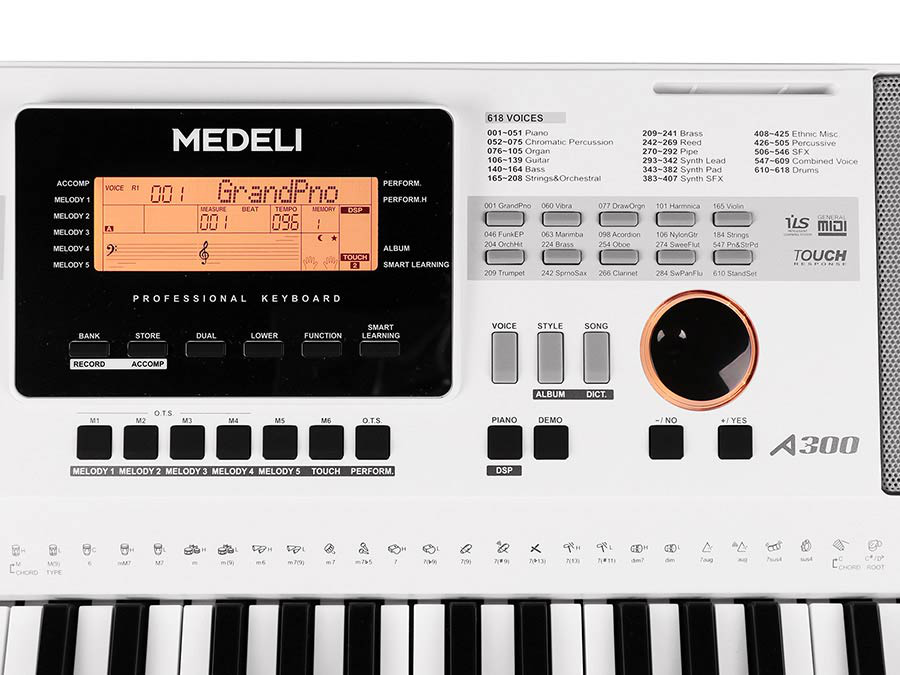 Medeli A300WH Keyboard incl. adapter Wit