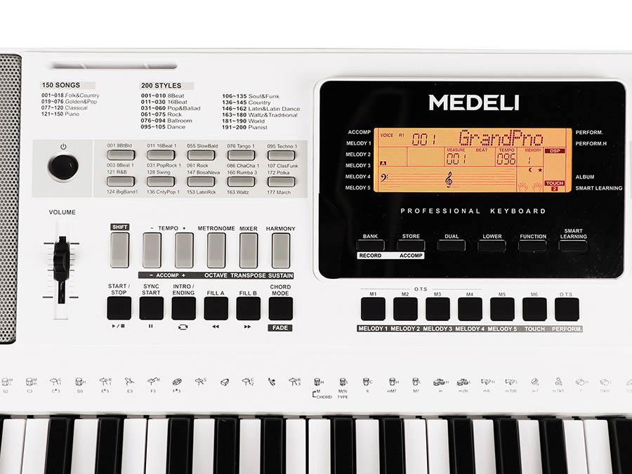 Medeli A300WH Keyboard incl. adapter Wit