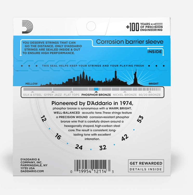 D'addario EJ16-3D Phosphor Bronze Light 3 Sets