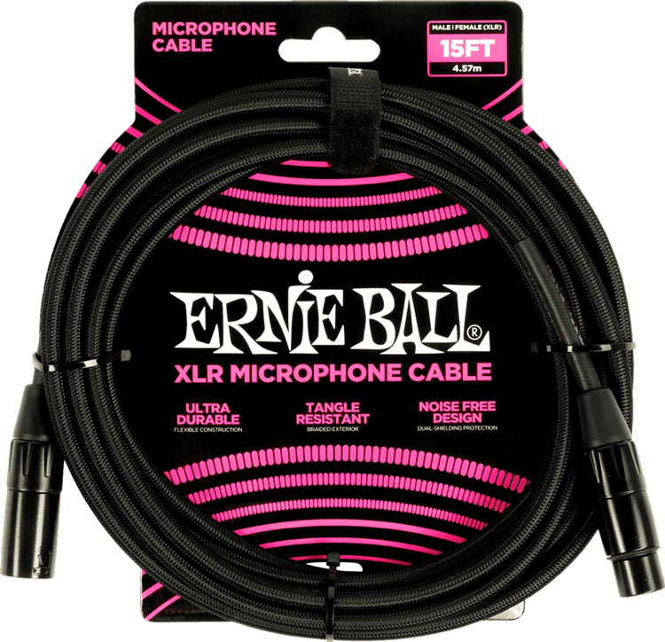 Ernie Ball Microfoon kabel 4,5m zwart EEB 6391