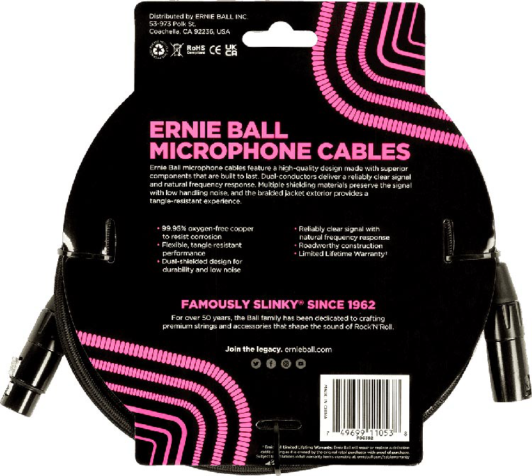 Ernie Ball Xlr Mic Cable Black Tweed