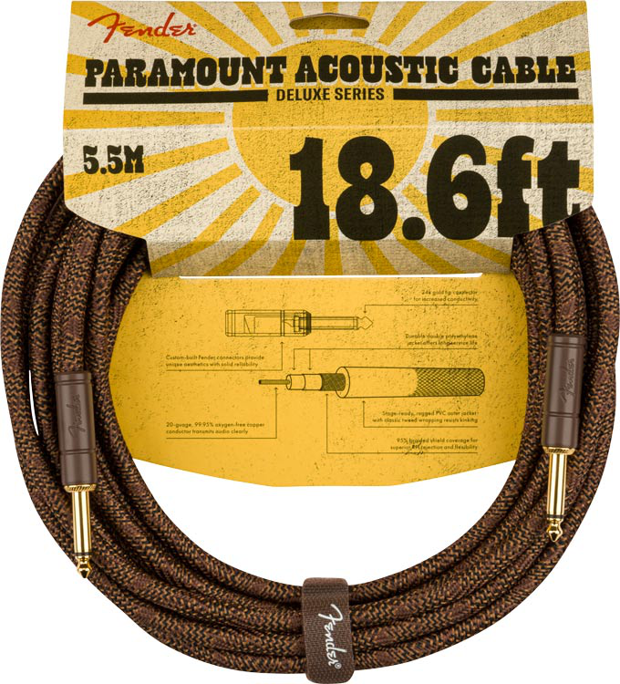 Fender Paramount 18.6 Acoustic Instrument Cable Brown