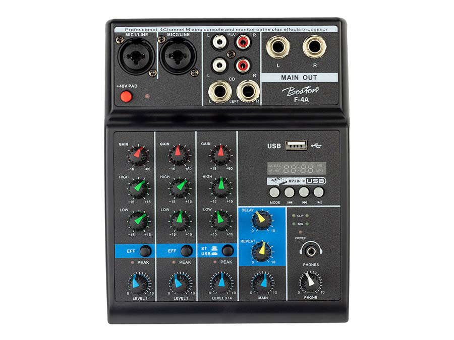 Boston F-4A 4 Kanaals Live Mixer met EFX+ BlueTooth