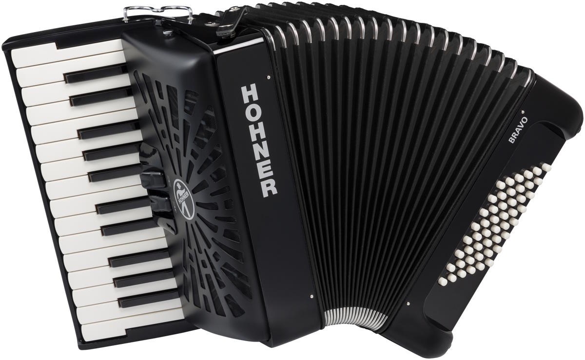 Hohner Bravo II 48 Silent Key Zwart