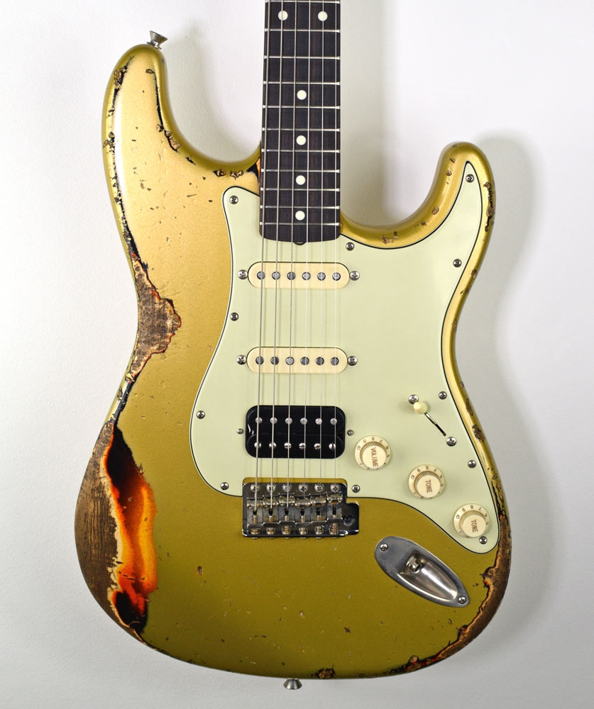 Del-Tone 60s S-Style HSS Gold over Sunburst