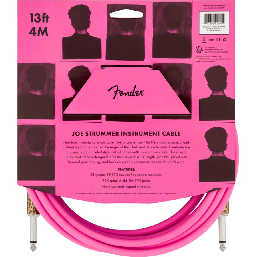 Fender Joe Strummer instrument cable Pink Leopard 4 mtr