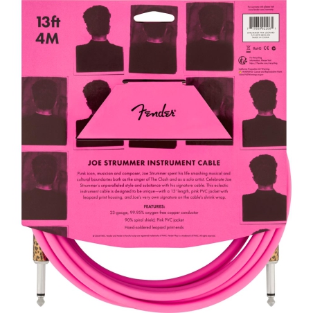 Fender Joe Strummer instrument cable Pink Leopard 4 mtr