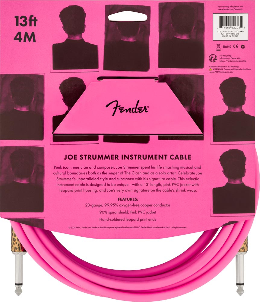 Fender Joe Strummer instrument cable Pink Leopard 4 mtr