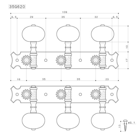 Gotoh 35G 620 2M Stemmechanieken voor klassiek gitaar