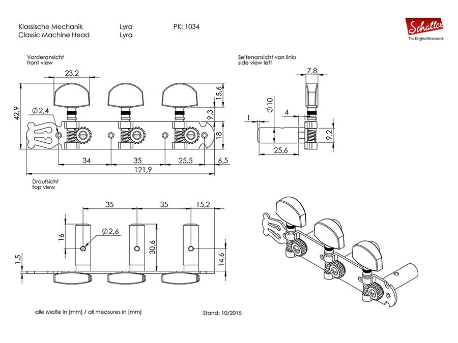 Schaller set luxe Klassieke Gitaar Mechanieken Lyra model